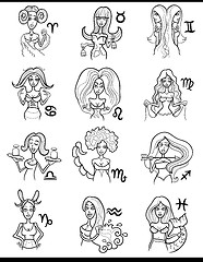 Image showing horoscope zodiac signs with women