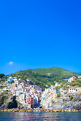 Image showing Riomaggiore in Cinque Terre, Italy - Summer 2016 - view from the