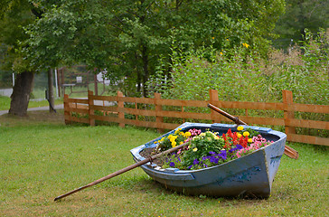 Image showing Boat decoration with flowers