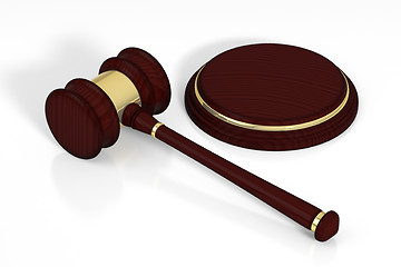 Image showing Wooden judge gavel and soundboard.