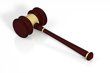 Image showing Wooden judge gavel and soundboard.