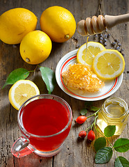 Image showing Rosehip tea with lemon 