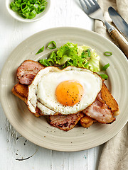 Image showing fried egg, bacon and toasted bread