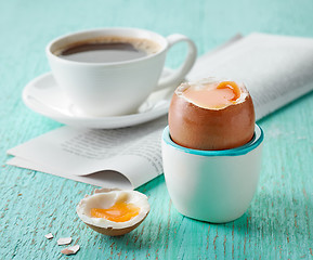 Image showing freshly boiled breakfast egg