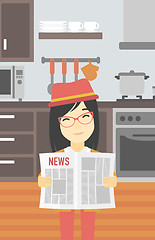 Image showing Woman reading newspaper vector illustration.