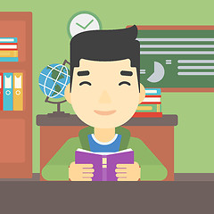 Image showing Student reading book vector illustration.