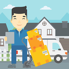 Image showing Delivery man with cardboard boxes.