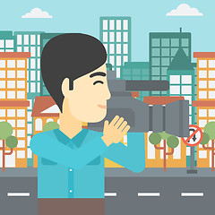 Image showing Cameraman with video camera vector illustration.