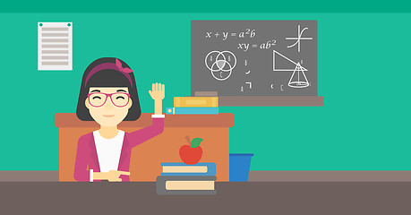 Image showing Student raising hand in class for an answer.