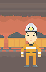 Image showing Confident miner in hardhat vector illustration.