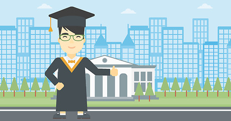 Image showing Graduate giving thumb up vector illustration.