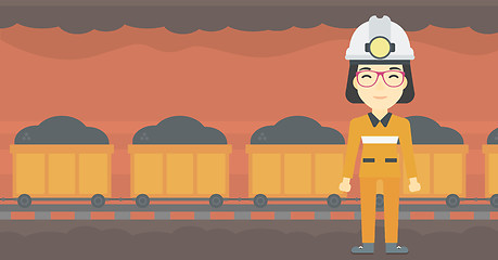 Image showing Confident miner in hardhat vector illustration.