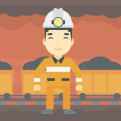 Image showing Confident miner in hardhat vector illustration.