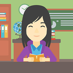 Image showing Student reading book vector illustration.