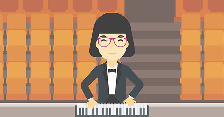 Image showing Woman playing piano vector illustration.