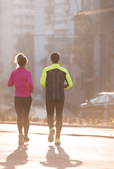 Image showing young  couple jogging