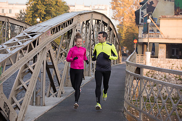 Image showing young  couple jogging