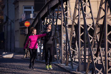 Image showing young  couple jogging