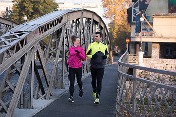 Image showing young  couple jogging