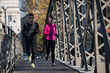 Image showing young  couple jogging