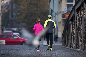 Image showing young  couple jogging