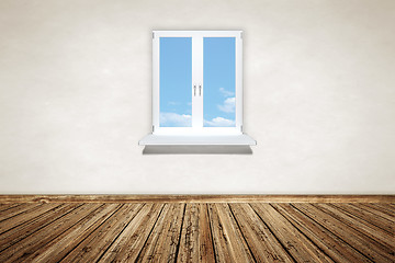 Image showing empty wooden room with a window