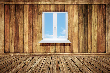 Image showing empty wooden room with a window