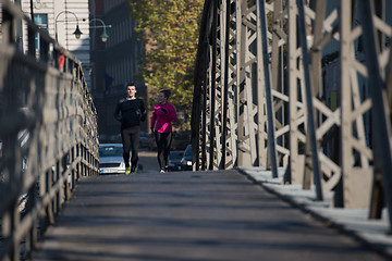 Image showing young  couple jogging