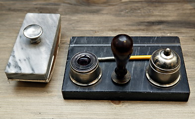 Image showing Paper weight and inkstand