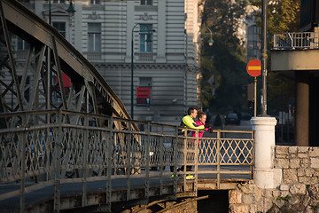 Image showing young  couple jogging