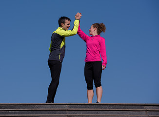 Image showing congratulate and happy to finish morning workout