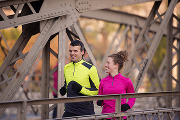 Image showing young  couple jogging