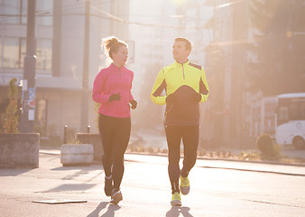 Image showing young  couple jogging