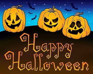 Image showing Happy Halloween sign with pumpkins 2