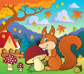 Image showing Squirrel with mushroom theme image 2