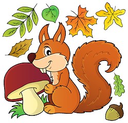 Image showing Squirrel with mushroom theme image 1