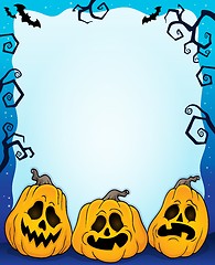 Image showing Outlined pumpkins Halloween frame 2