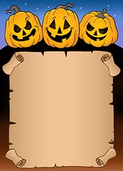 Image showing Parchment with Halloween pumpkins 3