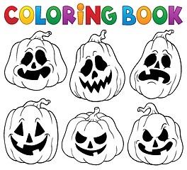 Image showing Coloring book with Halloween pumpkins 1