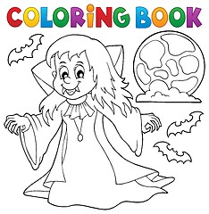 Image showing Coloring book vampire girl theme 1
