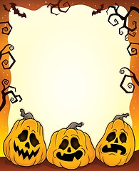 Image showing Outlined pumpkins Halloween frame 1