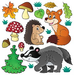 Image showing Forest wildlife theme set 1