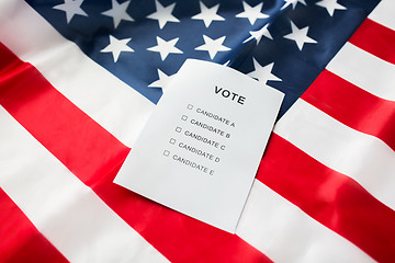 Image showing empty ballot or vote on american flag