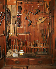 Image showing old tools cabinet