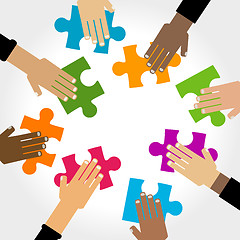 Image showing diversity hands puzzle 