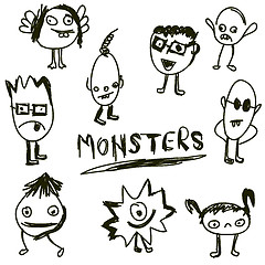 Image showing doodled monsters