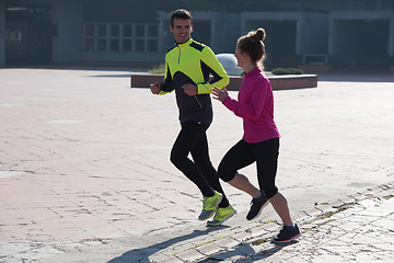 Image showing young  couple jogging