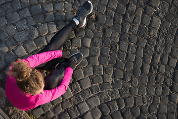 Image showing woman  stretching before morning jogging