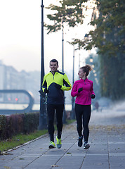 Image showing young  couple jogging