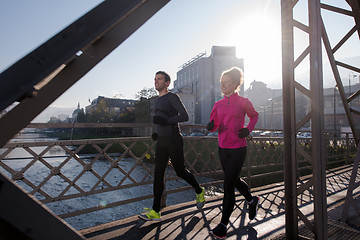 Image showing young  couple jogging